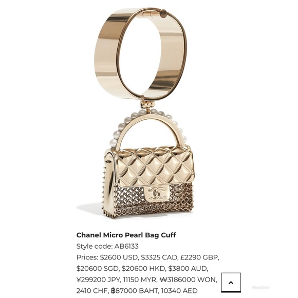 RUNWAY! Ltd Edition! Chanel Gold Metal Micro Pearl Bag Cuff - Picture 12 of 15
